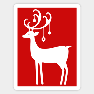 Scandinavian Vintage Christmas Reindeer - White Sticker